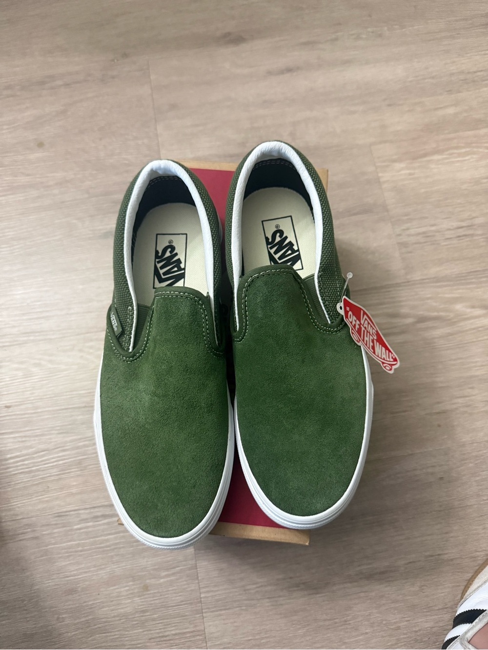 Vans Slip-On Suede Loafers in Olive Green